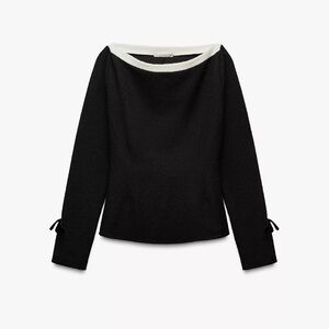 Bouclé Top with Bows